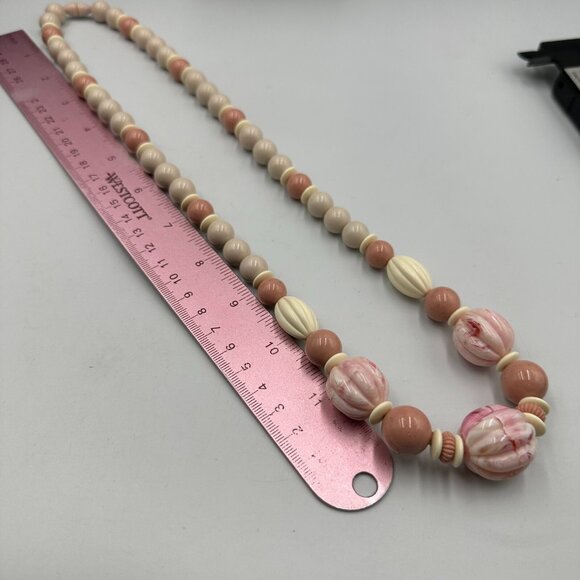 Vintage Lucite Bead Necklaces Lot Red White Marbled Lucite Chunky Layered Bold - Picture 9 of 12